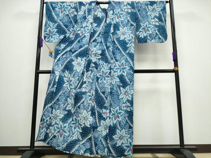 平和屋着物∴夏物 浴衣 有松鳴海絞り 百合 綿 逸品 CABA0422ng