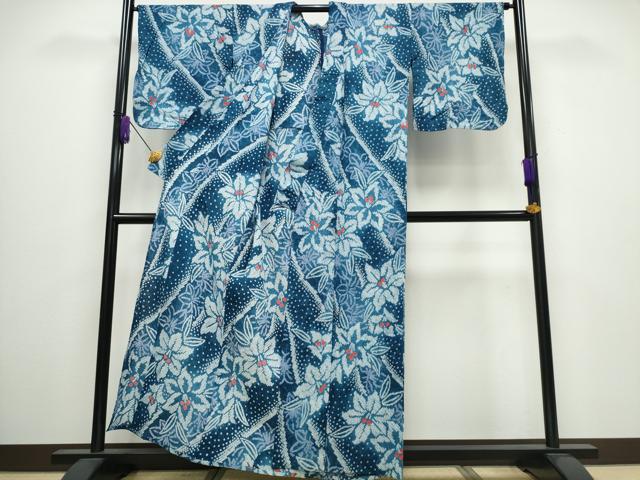 平和屋着物∴夏物 浴衣 有松鳴海絞り 百合 綿 逸品 CABA0422ng