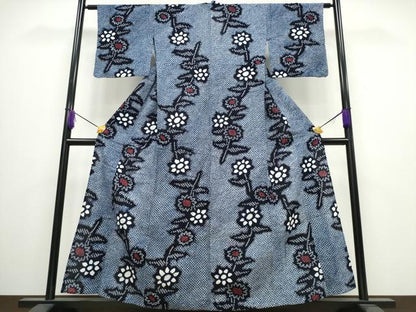 平和屋着物∴夏物 浴衣 有松鳴海絞り 草花文 綿 逸品 CABA0425ng