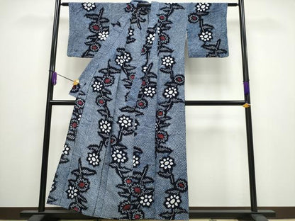 平和屋着物∴夏物 浴衣 有松鳴海絞り 草花文 綿 逸品 CABA0425ng
