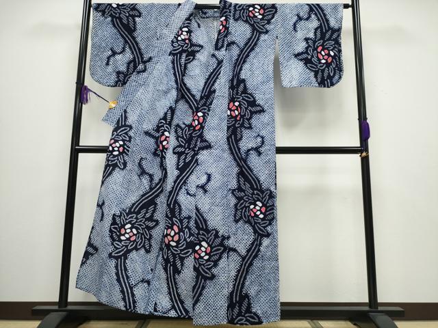 平和屋着物∴夏物 浴衣 有松鳴海絞り 花唐草文 綿 逸品 CABA0427ng