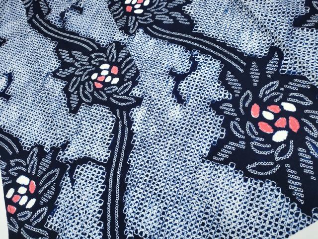平和屋着物∴夏物 浴衣 有松鳴海絞り 花唐草文 綿 逸品 CABA0427ng
