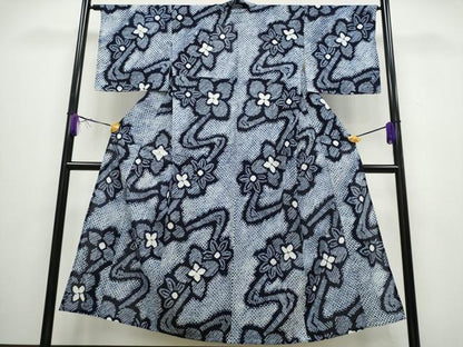 平和屋着物∴夏物 浴衣 有松鳴海絞り 流水舞花文 綿 逸品 CABA0431ng