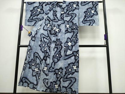 平和屋着物∴夏物 浴衣 有松鳴海絞り 流水舞花文 綿 逸品 CABA0431ng