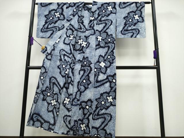 平和屋着物∴夏物 浴衣 有松鳴海絞り 流水舞花文 綿 逸品 CABA0431ng