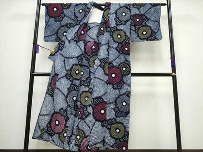 平和屋着物∴夏物 浴衣 有松鳴海絞り 切嵌舞菊文 綿 逸品 未使用 CABA0433ng
