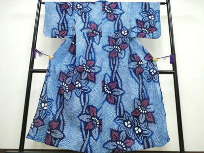 平和屋着物∴夏物 浴衣 有松鳴海絞り 枝花文 綿 逸品 未使用 CABA0434ng