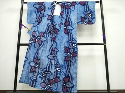平和屋着物∴夏物 浴衣 有松鳴海絞り 枝花文 綿 逸品 未使用 CABA0434ng