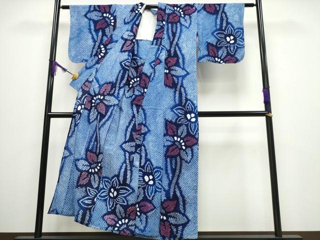平和屋着物∴夏物 浴衣 有松鳴海絞り 枝花文 綿 逸品 未使用 CABA0434ng