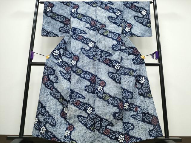 平和屋着物∴夏物 浴衣 有松鳴海絞り 霞舞花文 綿 逸品 CABA0437ng