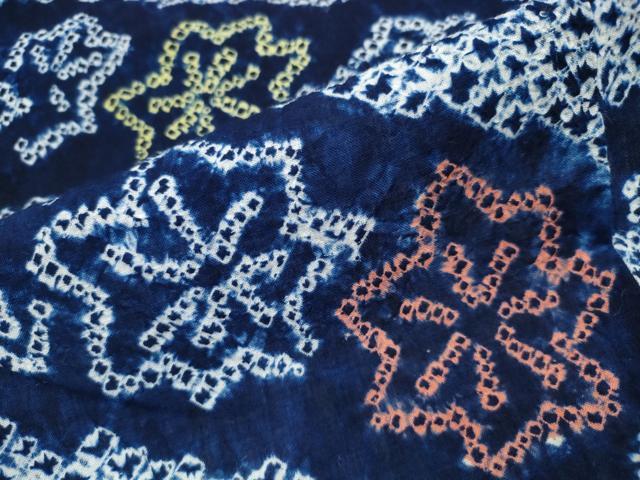 平和屋着物∴夏物 浴衣 有松鳴海絞り 霞舞花文 綿 逸品 CABA0437ng