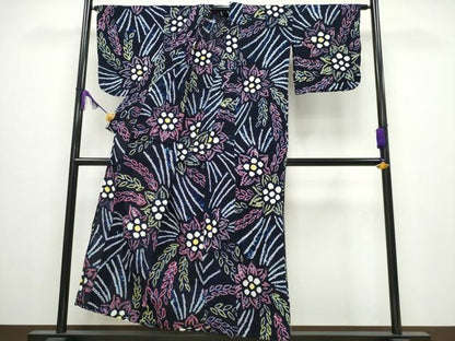 平和屋着物∴夏物 浴衣 有松鳴海絞り 枝垂れ柳花文 綿 逸品 CABA0438ng