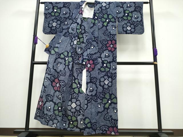 平和屋着物∴夏物 浴衣 有松鳴海絞り 椿花文 綿 逸品 CABA0440ng