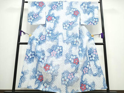 平和屋着物∴夏物 浴衣 有松鳴海絞り 蔦の葉花文 綿 逸品 CABA0444ng