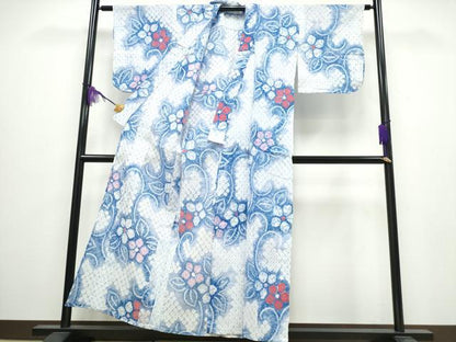 平和屋着物∴夏物 浴衣 有松鳴海絞り 蔦の葉花文 綿 逸品 CABA0444ng