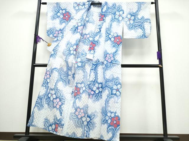 平和屋着物∴夏物 浴衣 有松鳴海絞り 蔦の葉花文 綿 逸品 CABA0444ng