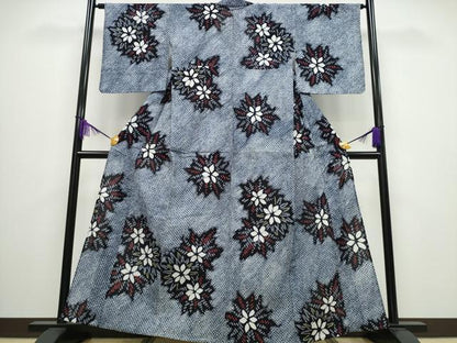 平和屋着物∴夏物 浴衣 有松鳴海絞り 舞花文 綿 逸品 CABA0445ng