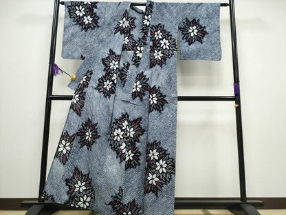 平和屋着物∴夏物 浴衣 有松鳴海絞り 舞花文 綿 逸品 CABA0445ng