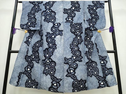 平和屋着物∴夏物 浴衣 有松鳴海絞り 舞花文 綿 逸品 CABA0446ng