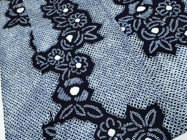 平和屋着物∴夏物 浴衣 有松鳴海絞り 舞花文 綿 逸品 CABA0446ng