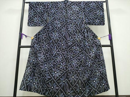 平和屋着物∴夏物 浴衣 有松鳴海絞り 切嵌菊文 綿 逸品 CABA0448ng