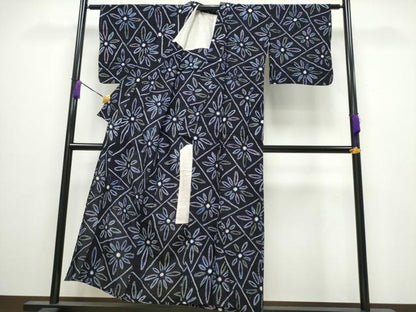 平和屋着物∴夏物 浴衣 有松鳴海絞り 切嵌菊文 綿 逸品 CABA0448ng
