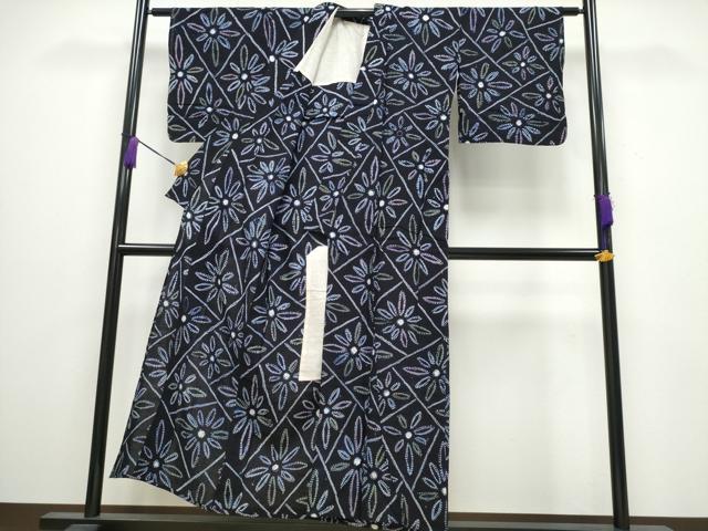 平和屋着物∴夏物 浴衣 有松鳴海絞り 切嵌菊文 綿 逸品 CABA0448ng