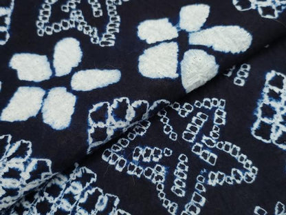 平和屋着物∴夏物 浴衣 有松鳴海絞り 舞葉花文 綿 逸品 CABA0449ng