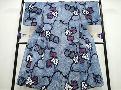 平和屋着物∴夏物 浴衣 有松鳴海絞り 蔦の葉文 綿 逸品 CABA0452ng