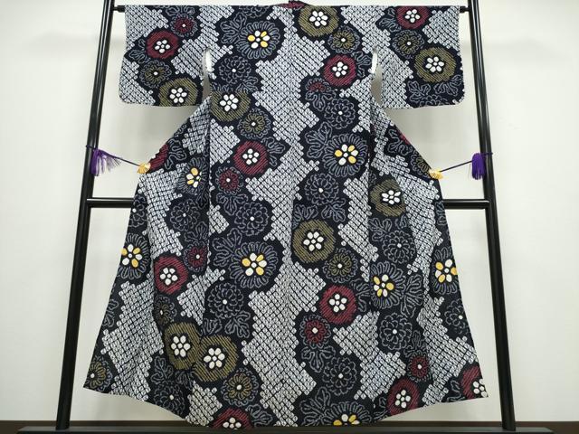 平和屋着物∴夏物 浴衣 有松鳴海絞り 舞菊文 綿 逸品 CABA0453ng