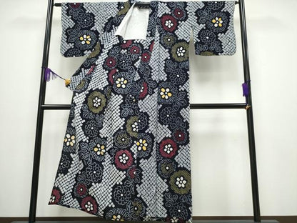平和屋着物∴夏物 浴衣 有松鳴海絞り 舞菊文 綿 逸品 CABA0453ng