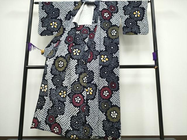 平和屋着物∴夏物 浴衣 有松鳴海絞り 舞菊文 綿 逸品 CABA0453ng