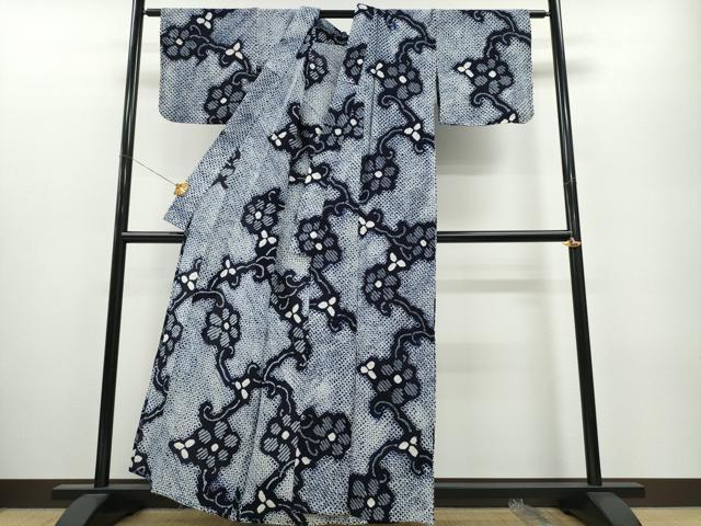 平和屋着物∴夏物 浴衣 有松鳴海絞り 花唐草文 綿 逸品 未使用 CABA0454ng