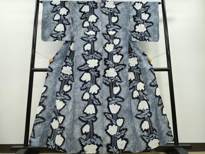 平和屋着物∴夏物 浴衣 有松鳴海絞り 草花文 綿 逸品 CABA0456ng