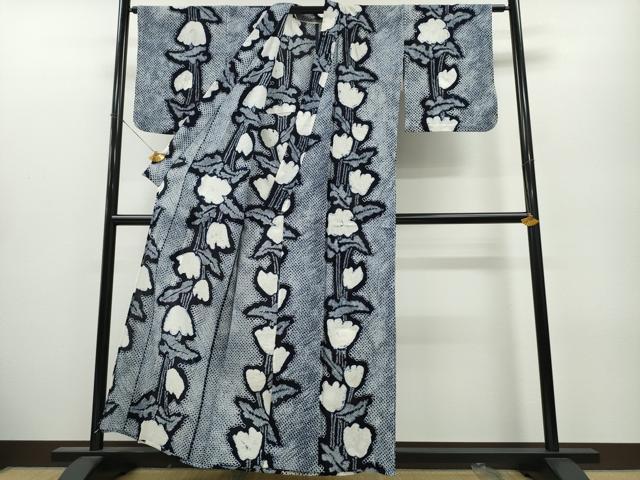 平和屋着物∴夏物 浴衣 有松鳴海絞り 草花文 綿 逸品 CABA0456ng