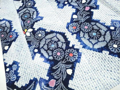 平和屋着物∴夏物 浴衣 有松鳴海絞り 杜若菊文 綿 逸品 CABA0457ng