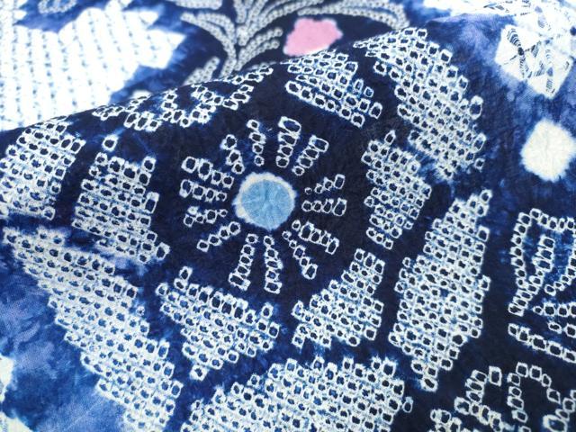 平和屋着物∴夏物 浴衣 有松鳴海絞り 杜若菊文 綿 逸品 CABA0457ng