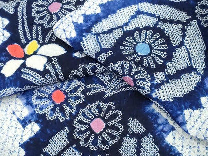 平和屋着物∴夏物 浴衣 有松鳴海絞り 杜若菊文 綿 逸品 CABA0457ng