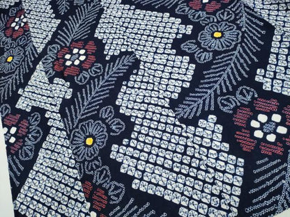 平和屋着物∴夏物 浴衣 有松鳴海絞り 松葉花文 綿 逸品 CABA0462ng
