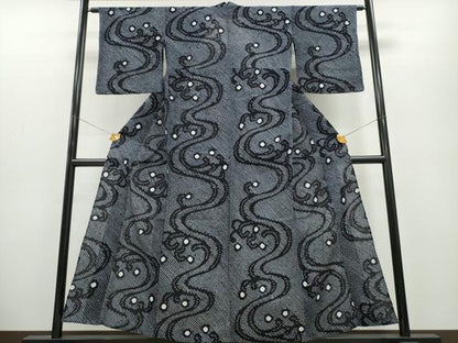平和屋着物∴夏物 浴衣 有松鳴海絞り 立波文 綿 逸品 CABA0468ng