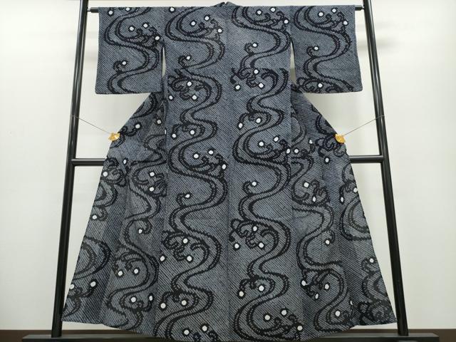 平和屋着物∴夏物 浴衣 有松鳴海絞り 立波文 綿 逸品 CABA0468ng