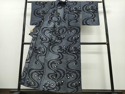 平和屋着物∴夏物 浴衣 有松鳴海絞り 立波文 綿 逸品 CABA0468ng