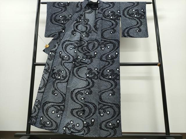 平和屋着物∴夏物 浴衣 有松鳴海絞り 立波文 綿 逸品 CABA0468ng