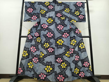 平和屋着物∴夏物 浴衣 有松鳴海絞り 立波菊文 綿 逸品 CABA0469ng