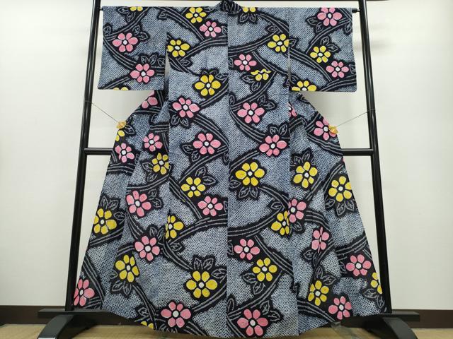 平和屋着物∴夏物 浴衣 有松鳴海絞り 立波菊文 綿 逸品 CABA0469ng