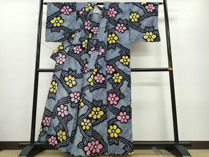 平和屋着物∴夏物 浴衣 有松鳴海絞り 立波菊文 綿 逸品 CABA0469ng