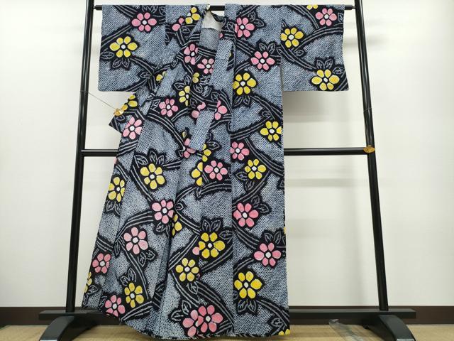 平和屋着物∴夏物 浴衣 有松鳴海絞り 立波菊文 綿 逸品 CABA0469ng