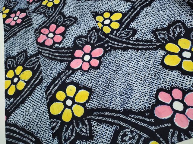 平和屋着物∴夏物 浴衣 有松鳴海絞り 立波菊文 綿 逸品 CABA0469ng