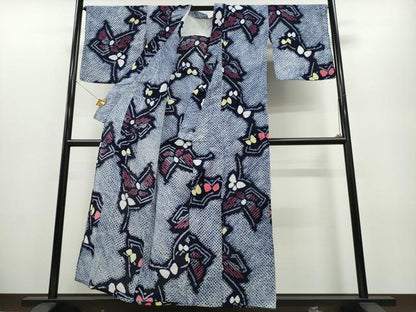 平和屋着物∴夏物 浴衣 有松鳴海絞り 舞蝶文 綿 逸品 CABA0470ng