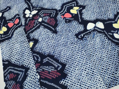 平和屋着物∴夏物 浴衣 有松鳴海絞り 舞蝶文 綿 逸品 CABA0470ng